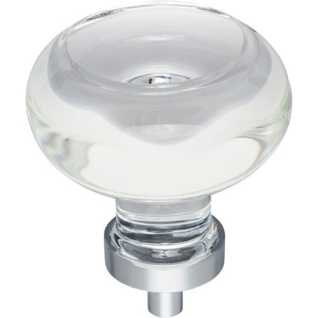 Jeffrey Alexander 1-3/4" Diameter Polished Chrome Button Glass Harlow Cabinet Knob G120L-PC